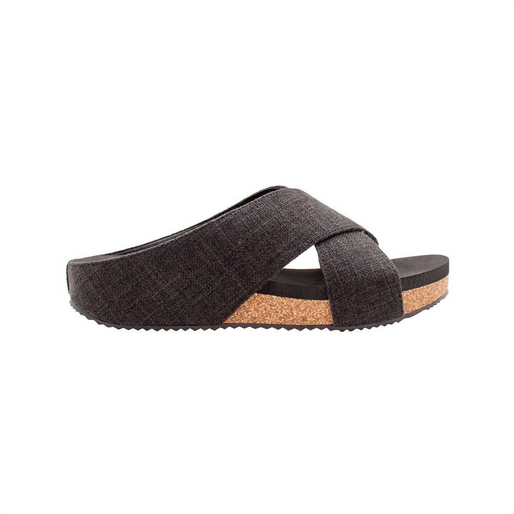 NEW VOLATILE women's ablette linen cross sandals in black